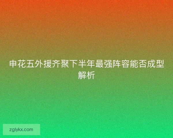申花五外援齐聚下半年最强阵容能否成型解析 申花五外援齐聚下半年最强阵容能否成型解析