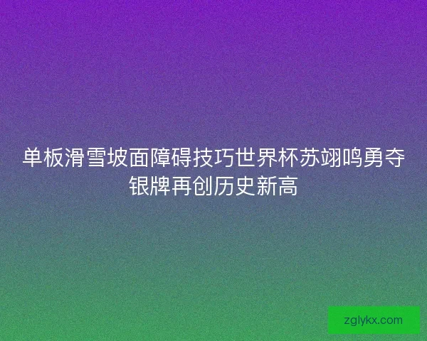 单板滑雪坡面障碍技巧世界杯苏翊鸣勇夺银牌再创历史新高 单板滑雪坡面障碍技巧世界杯苏翊鸣勇夺银牌再创历史新高