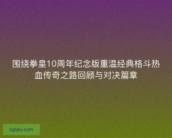 围绕拳皇10周年纪念版重温经典格斗热血传奇之路回顾与对决篇章 围绕拳皇10周年纪念版重温经典格斗热血传奇之路回顾与对决篇章